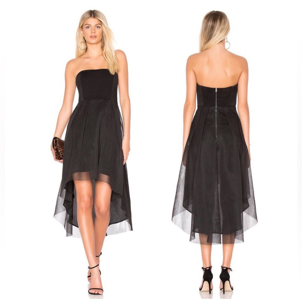 Elliatt x Revolve Elysium High-Low Strapless Tulle Party Dress Black, Size XS